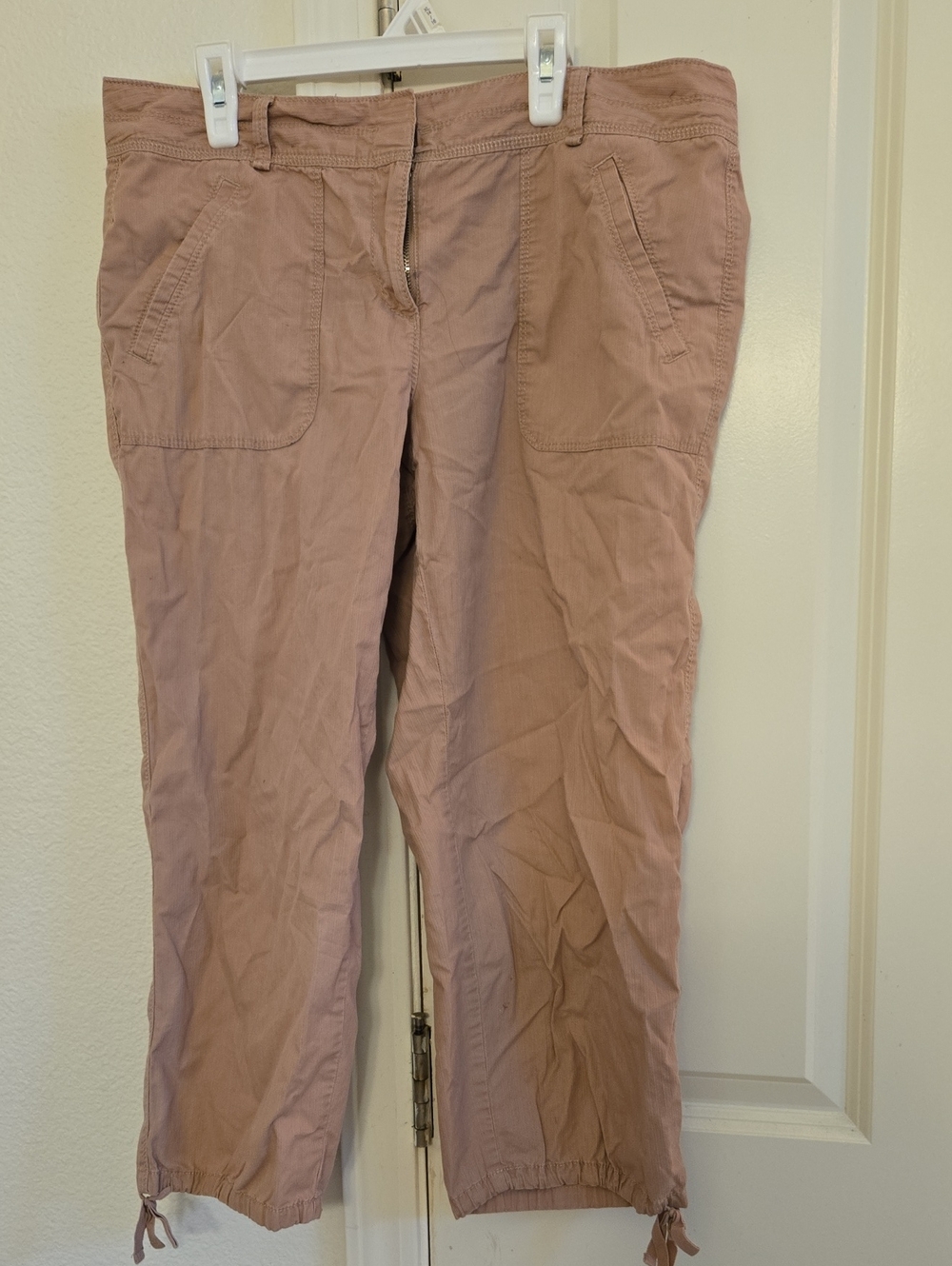 LOFT Dusty Rose Cargo Trousers with Drawstring Hem